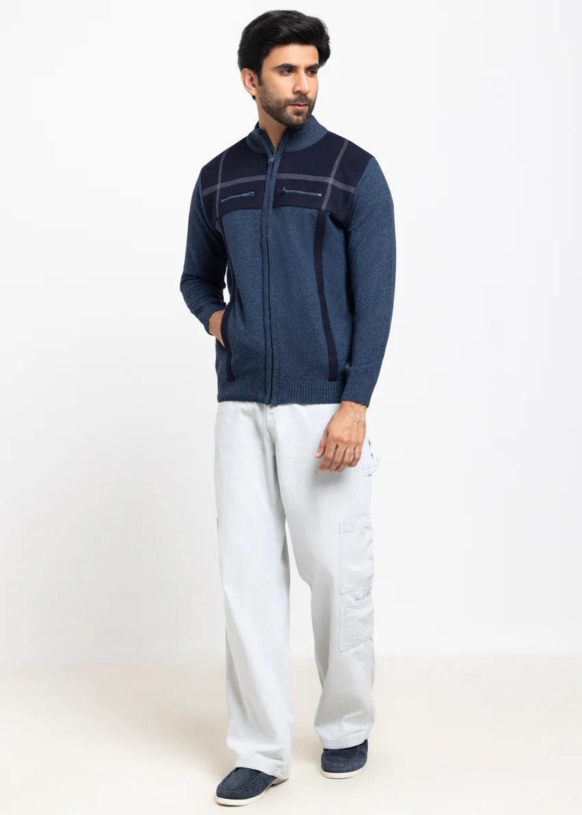 N-D-Blue-Turtle Neck Zipper Full Sleeves Sweater (909-14) - Image 3