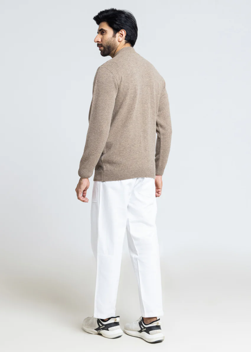 Walnut-Turtle Neck Zipper Full Sleeves Sweater (911-14) - Image 2