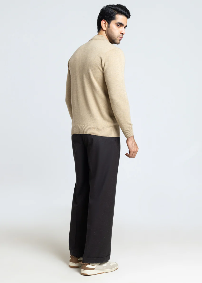Wheat-Turtle Neck Zipper Full Sleeves Sweater (912-14) - Image 2