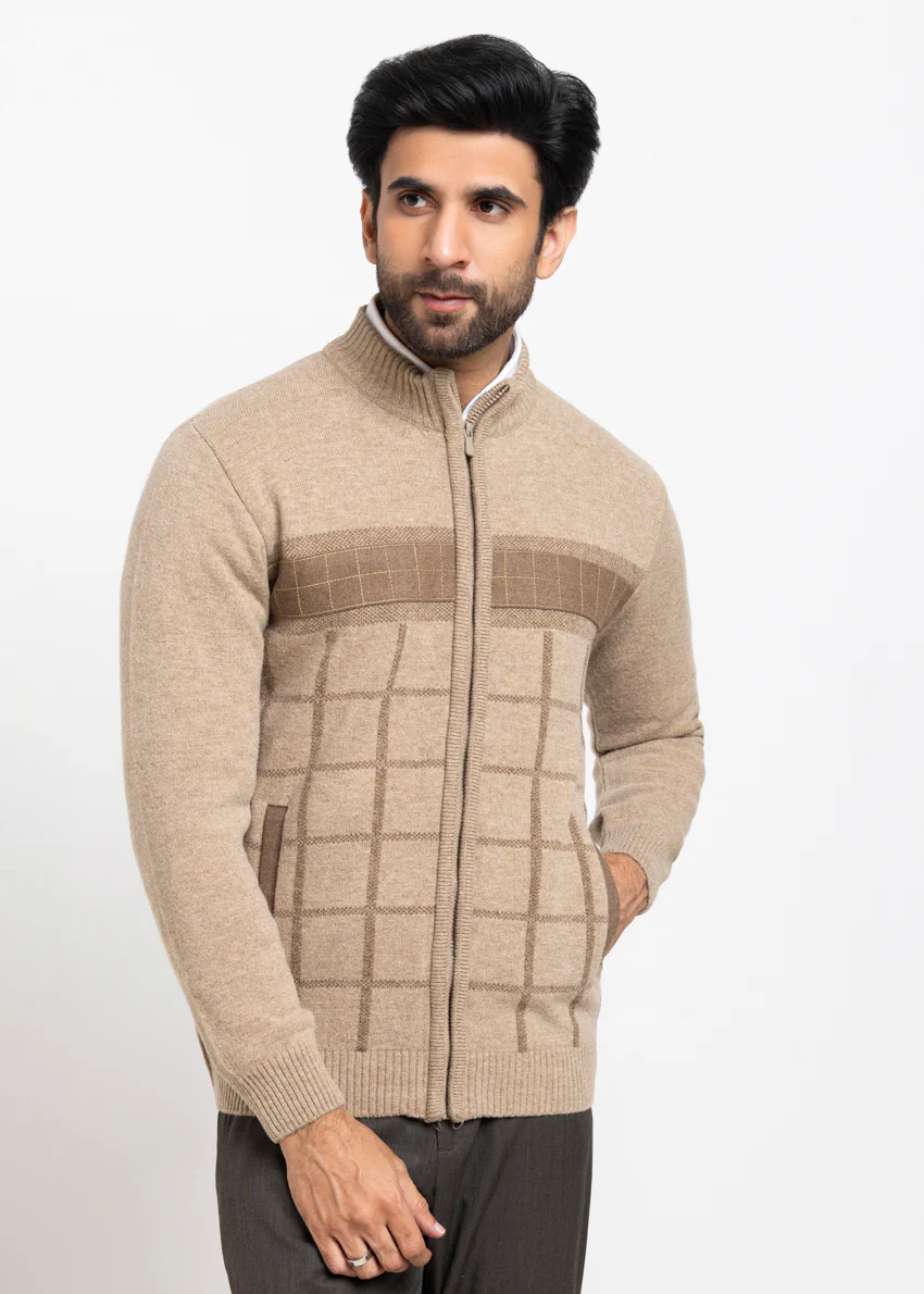 Mashroom-Turtle Neck Zipper Full Sleeves Sweater (916-14)
