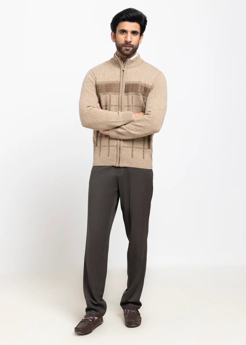 Mashroom-Turtle Neck Zipper Full Sleeves Sweater (916-14) - Image 4