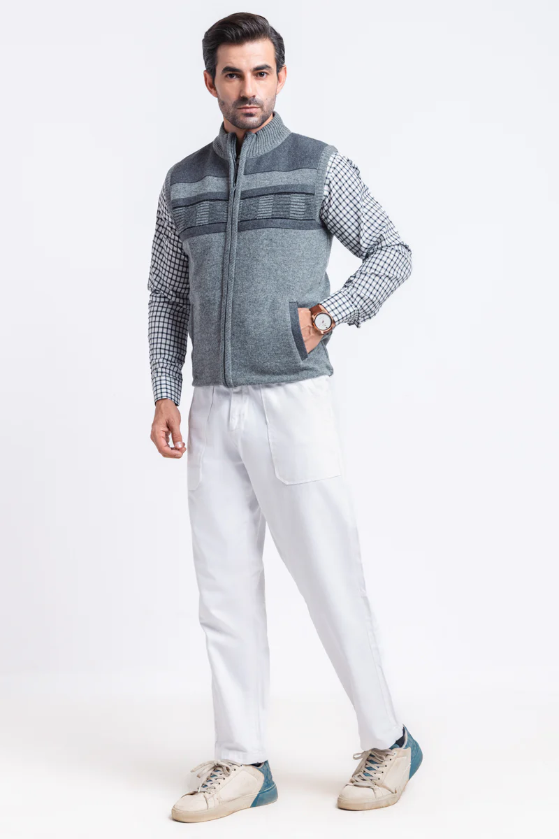 St-Grey-Turtle Neck Zipper Sando Sweater (983-14) - Image 3