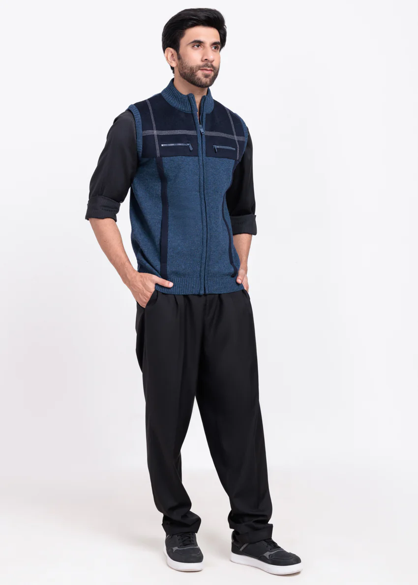 N-D-Blue-Turtle Neck Zipper Sando Sweater (989-14) - Image 5
