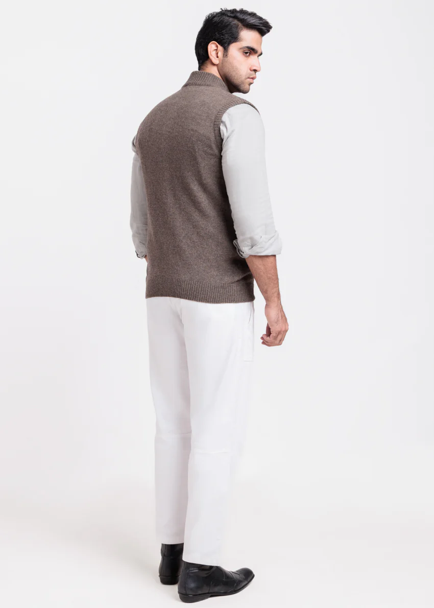 N-Brown-Turtle Neck Zipper Sando Sweater (992-14) - Image 3