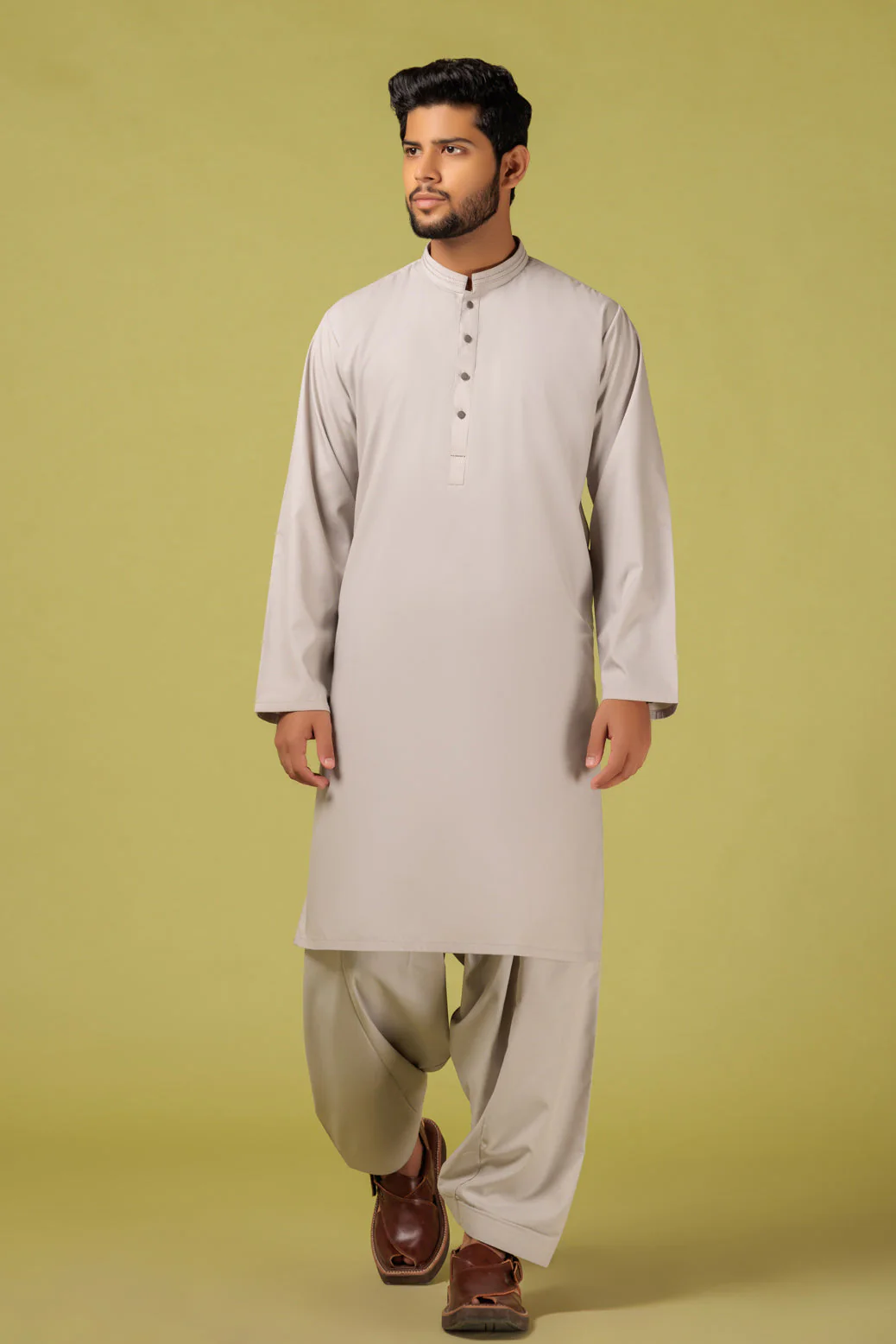 ASH-WHITE-BLENDED-KURTA SHALWAR - (KSRS23-041) - Image 2