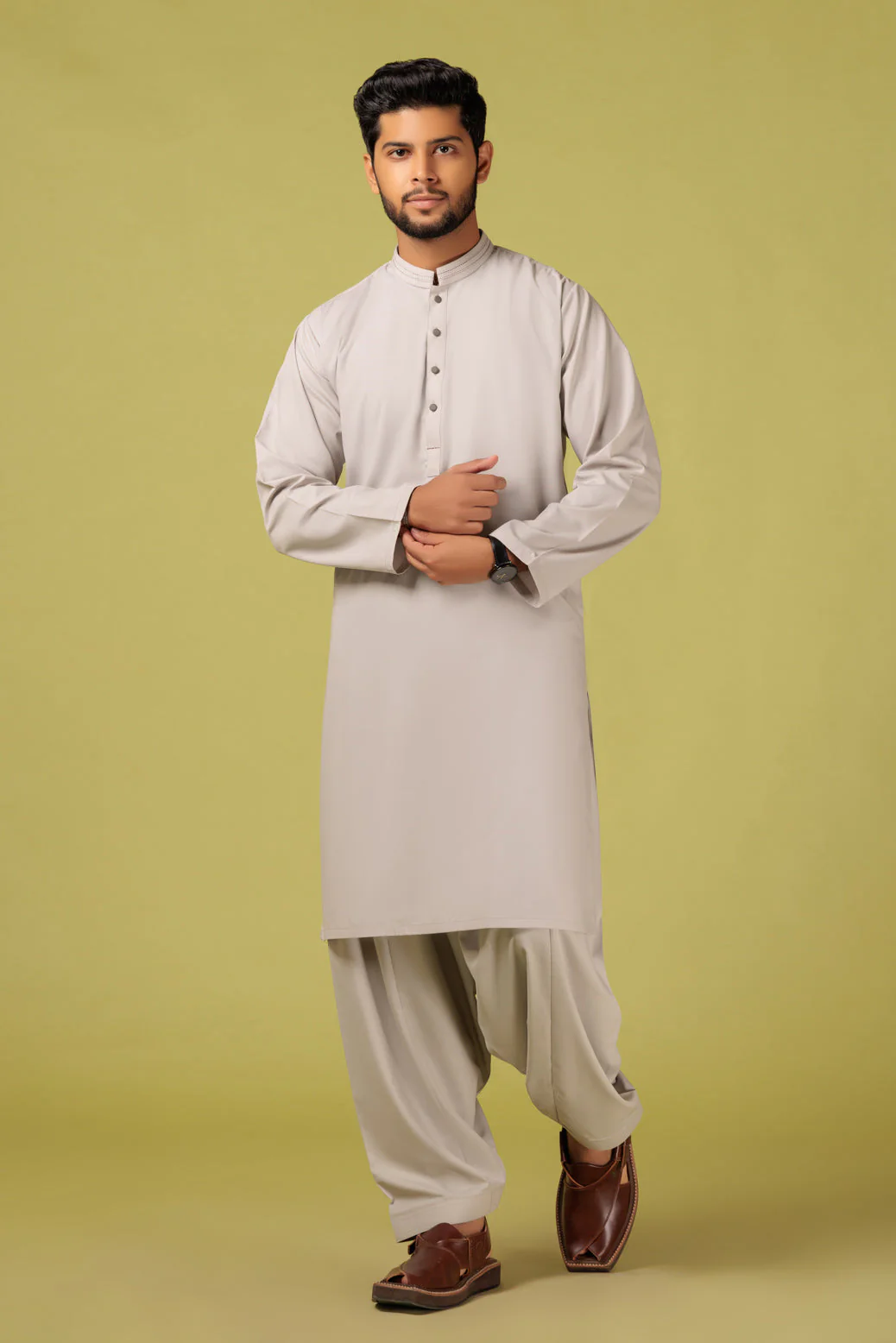 ASH-WHITE-BLENDED-KURTA SHALWAR - (KSRS23-041) - Image 5