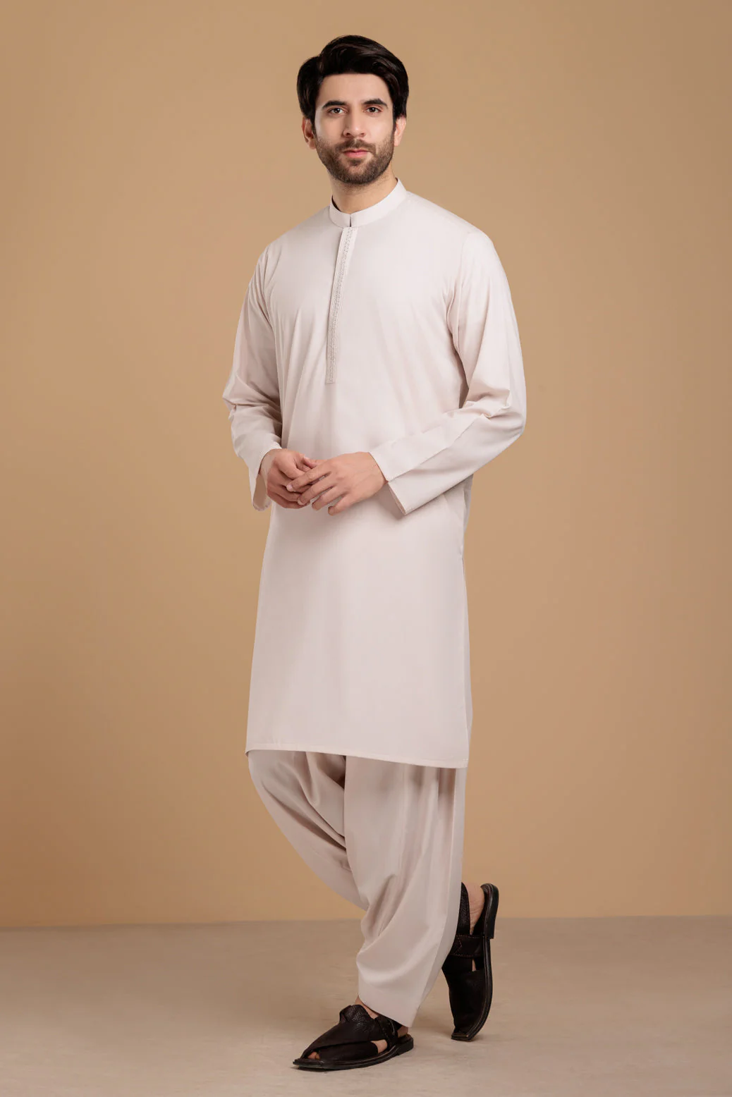 ASH-WHITE-BLENDED-KURTA SHALWAR- (KSRS23-073) - Image 4