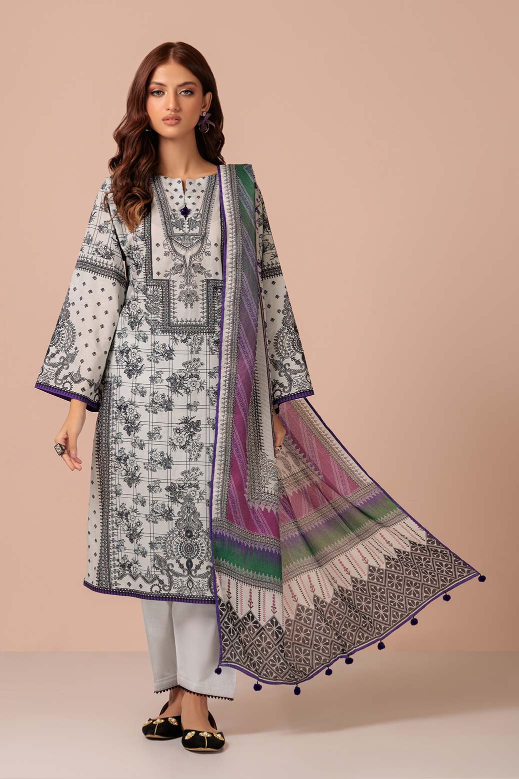 B-WHITE-LAWN-3 PIECE (BSRS233P02) - Image 3