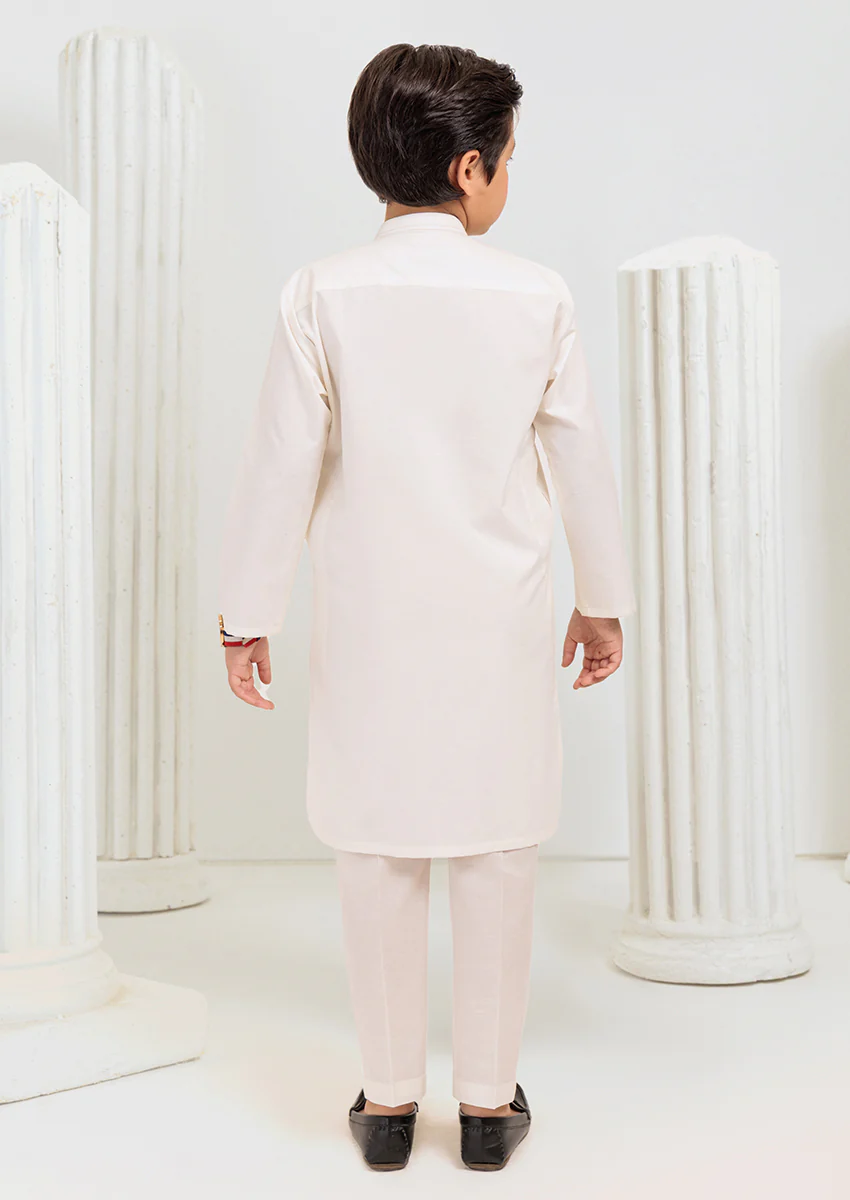 O-White-Blended Slub-Kurta Trouser - (B25KP2006) - Image 2