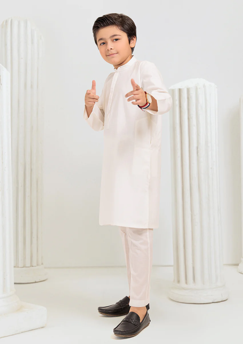 O-White-Blended Slub-Kurta Trouser - (B25KP2006) - Image 5