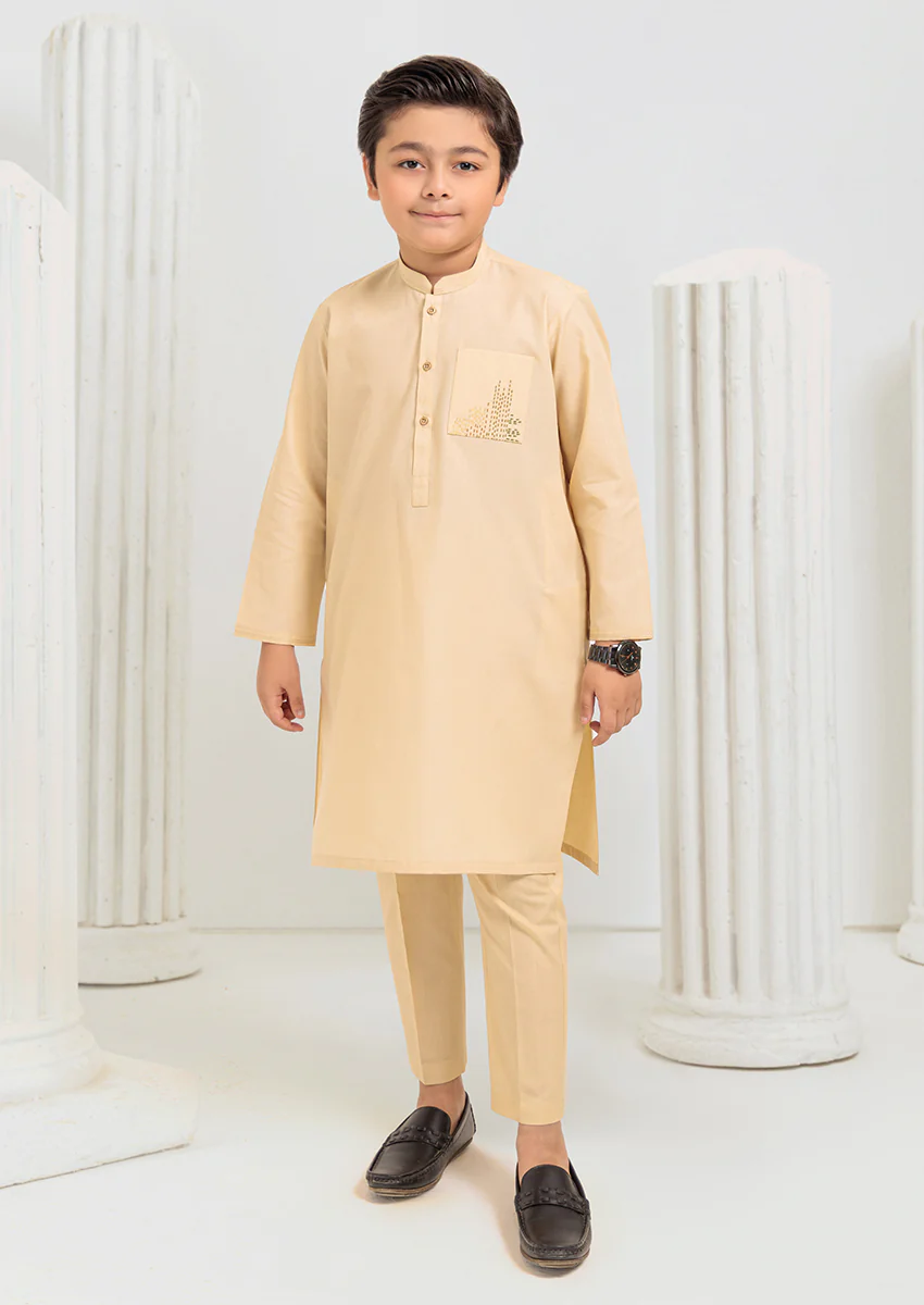 Cream-Blended-Kurta Trouser - (B25KP2034)