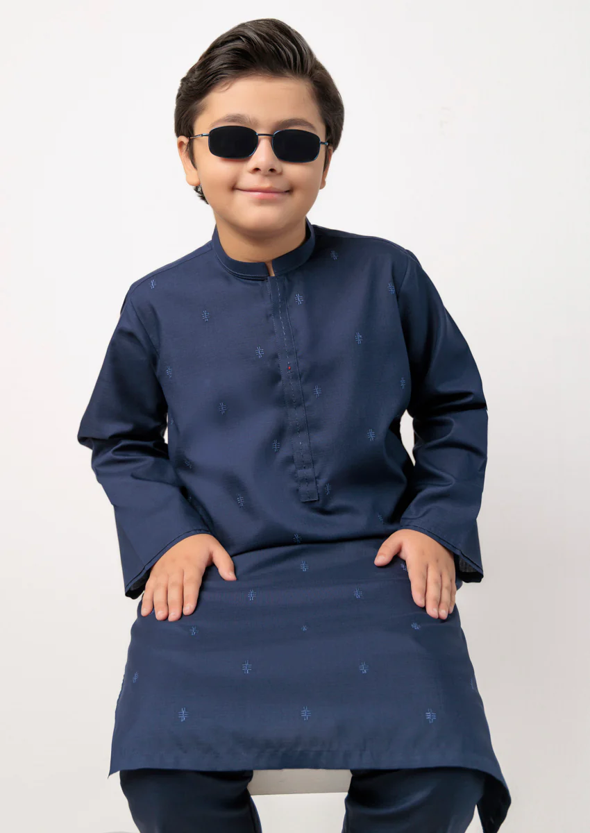 Navy Blue-Blended-Kurta Trouser - (B25KP2037) - Image 6