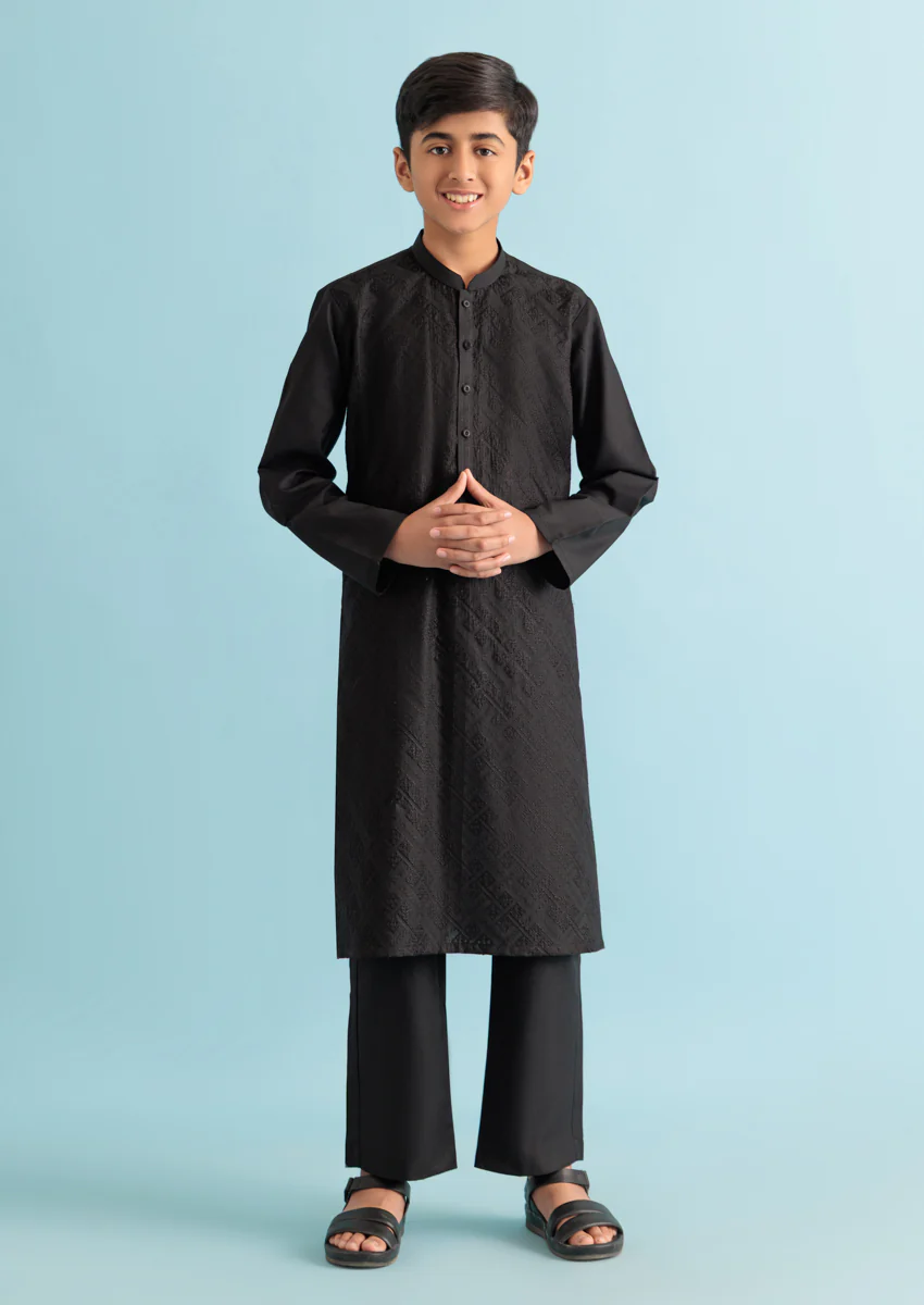Black-Blended-Kurta Trouser - (B25KP2038)