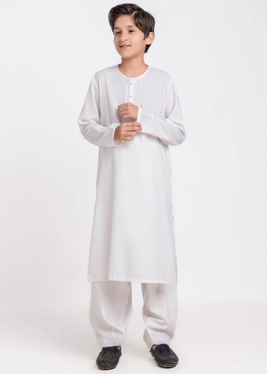 O-White-Blended-Shalwar Suit - (B25SS2031) - Image 3