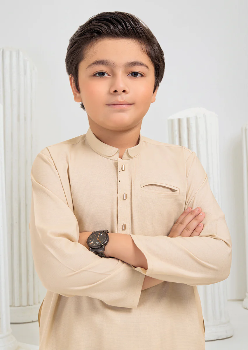 Beige-Blended-Shalwar Suit- (B25SS2032) - Image 3