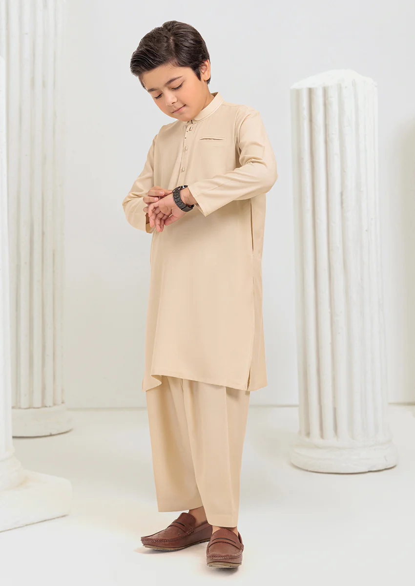 Beige-Blended-Shalwar Suit- (B25SS2032) - Image 4