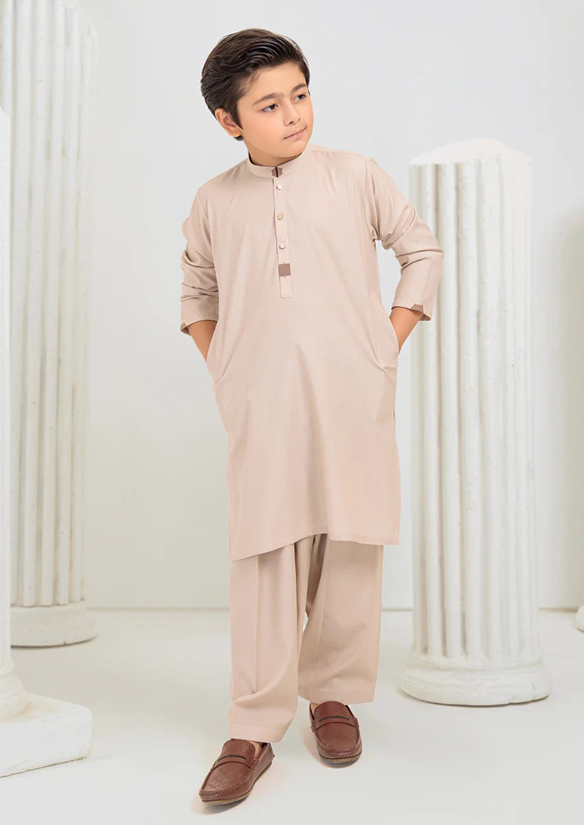 Beige-Blended-Shalwar Suit - (B25SS2034) - Image 3