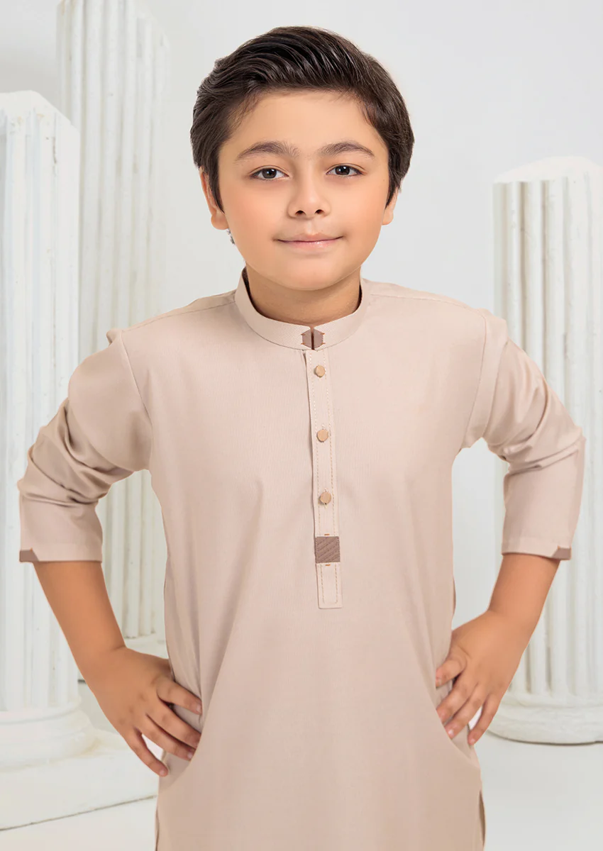 Beige-Blended-Shalwar Suit - (B25SS2034) - Image 4
