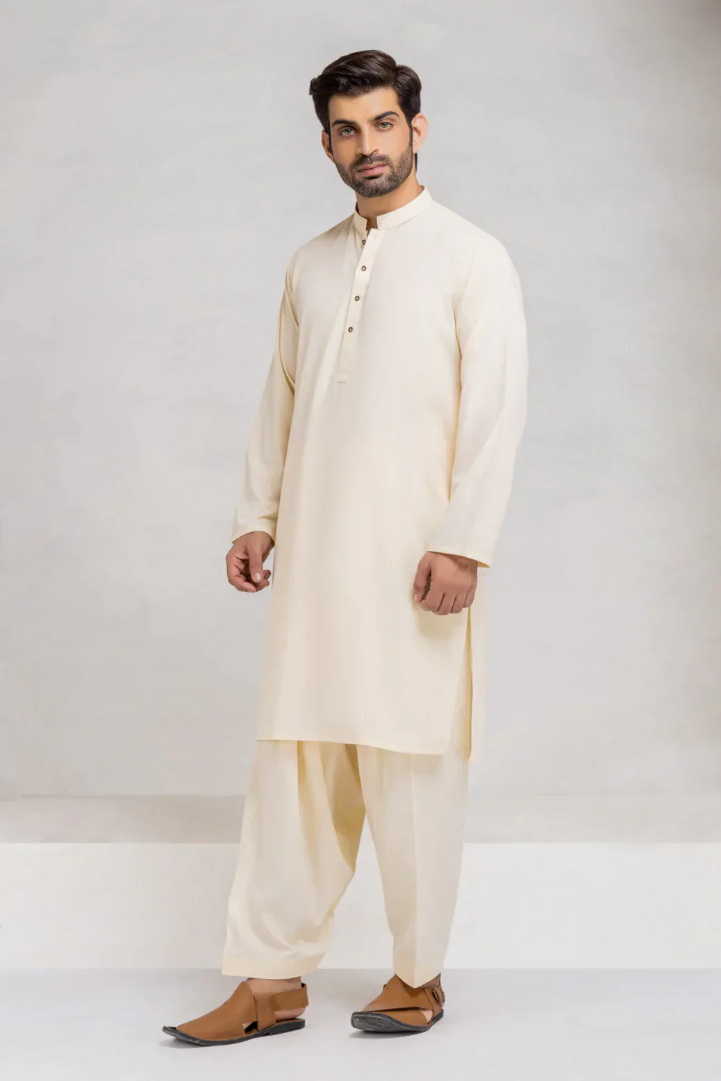 BEIGE-BLENDED-KURTA SHALWAR (KSRS23-017) - Image 4