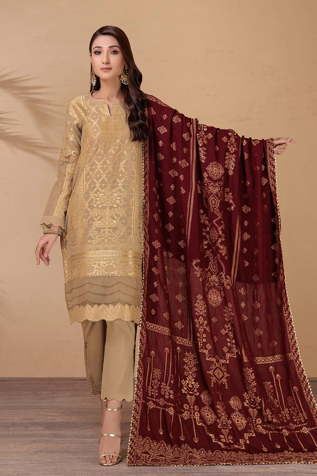 BEIGE-JACQUARD-3 PIECE (JHS233P08) - Image 3
