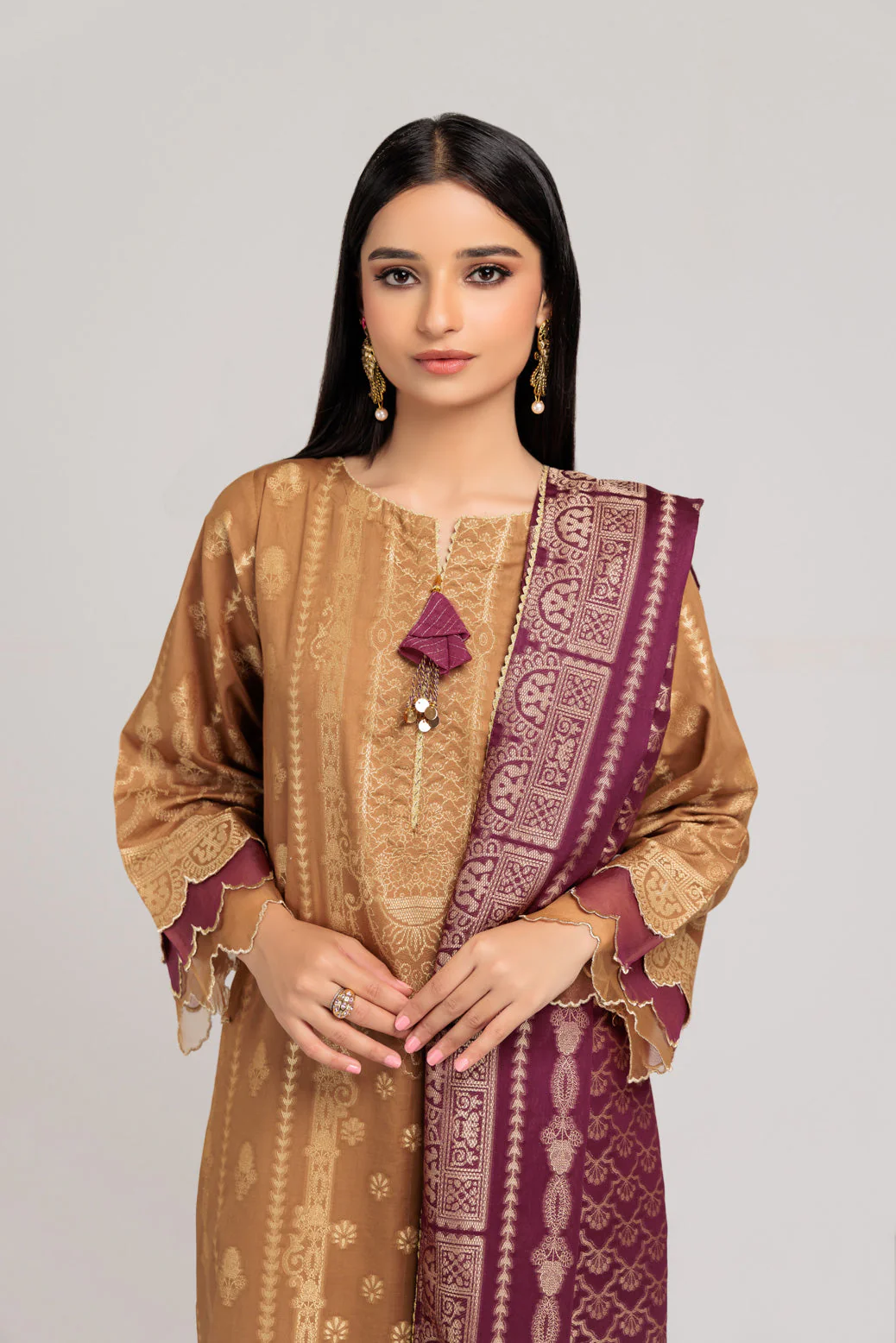 BEIGE-JACQUARD-3 PIECE (JSW223P05) - Image 2