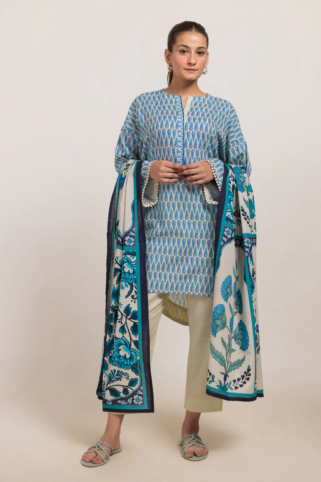 BEIGE-KHADDAR-3 PIECE (WS2243P13) - Image 4
