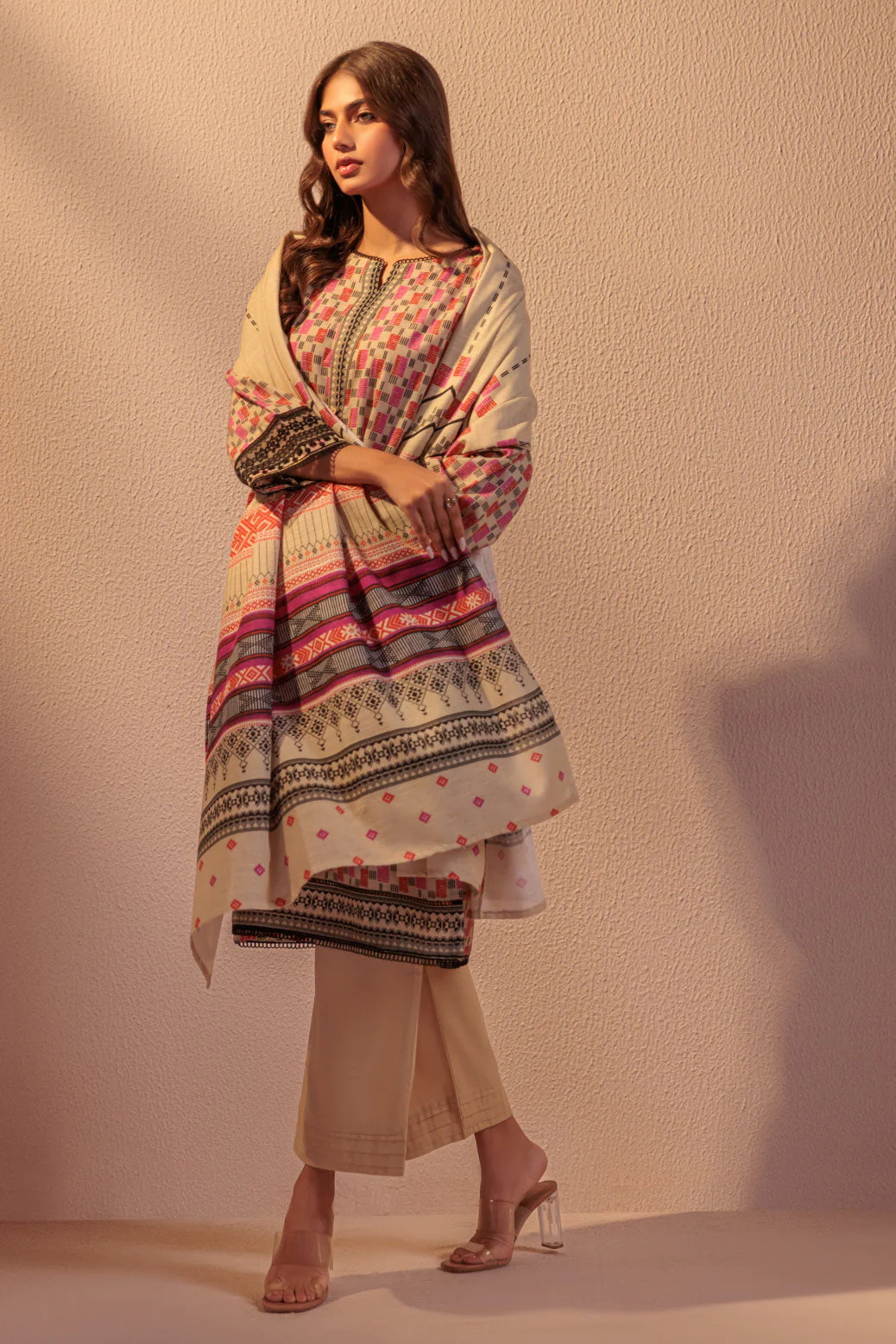 BEIGE-KHADDAR-3 PIECE (WS6243P01) - Image 3