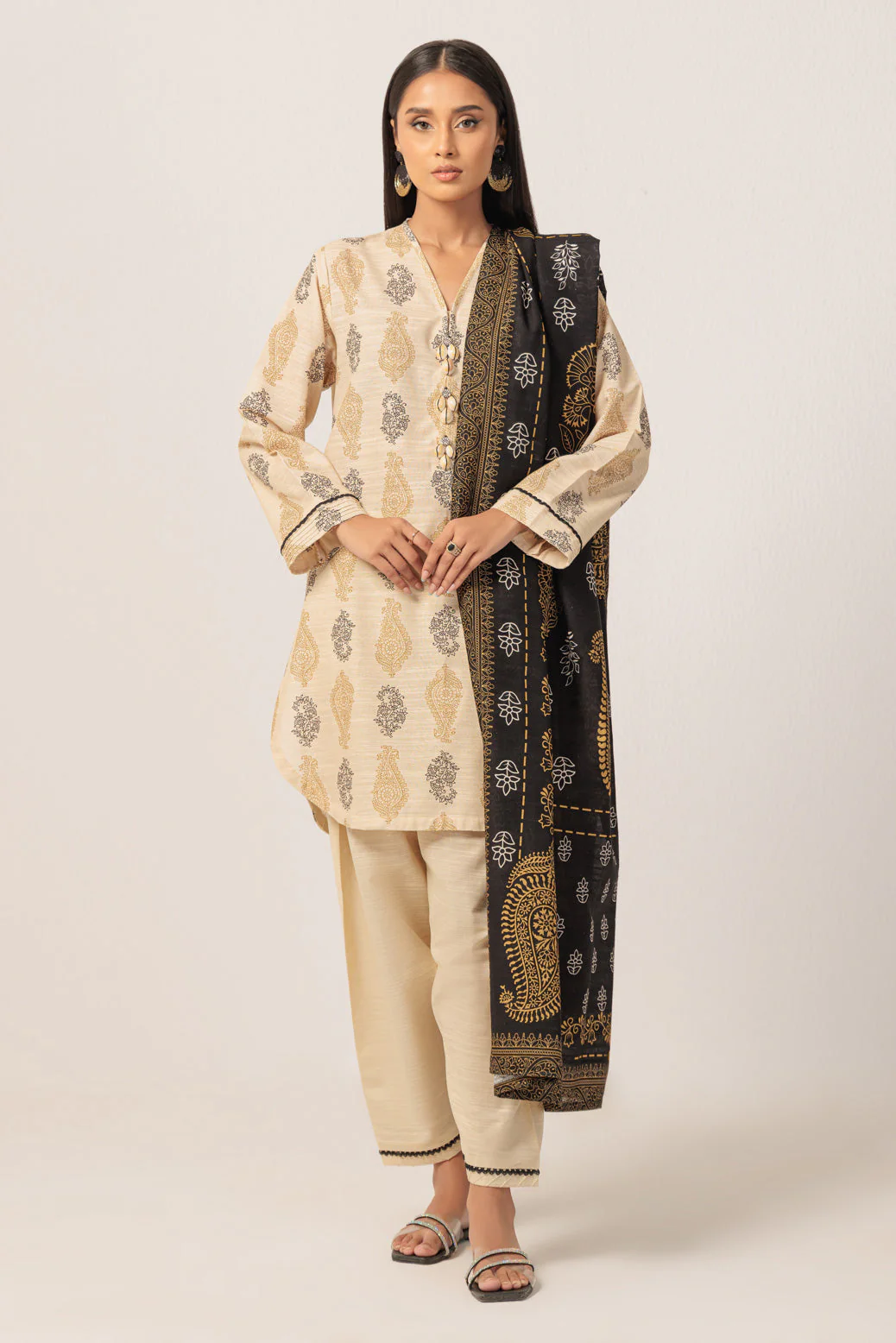 BEIGE-KHADDAR-3 PIECE (WS6243P41) - Image 2