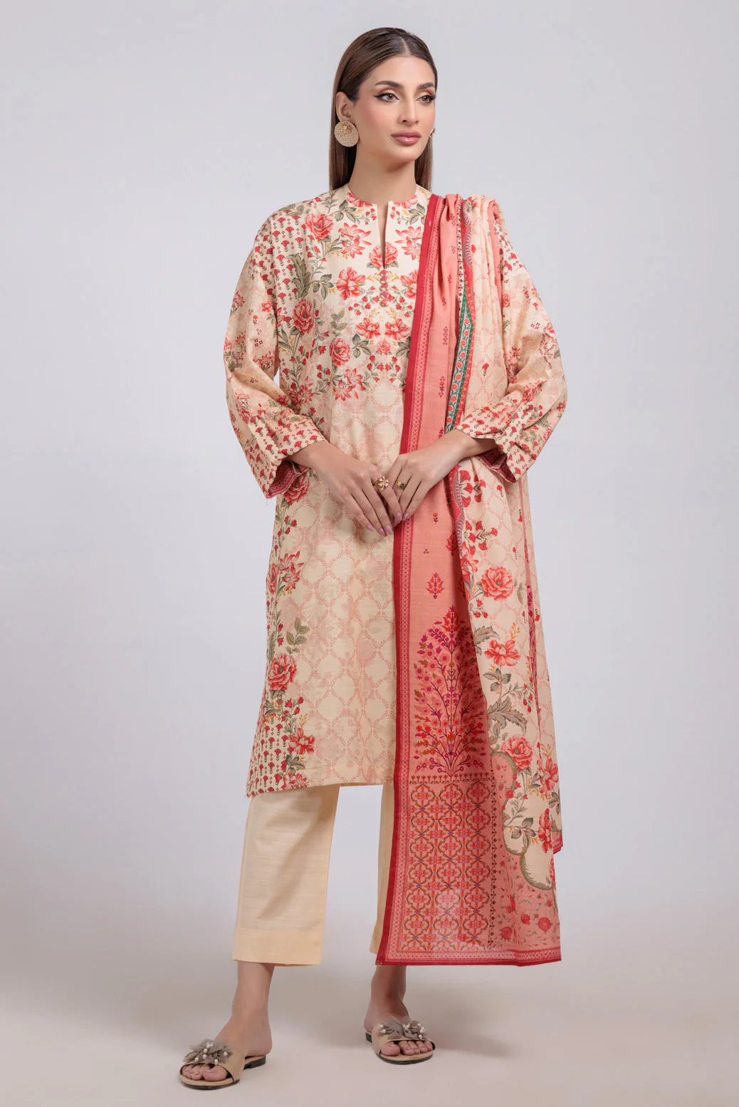 BEIGE-KHADDAR-3 PIECE (WS6243P89) - Image 4