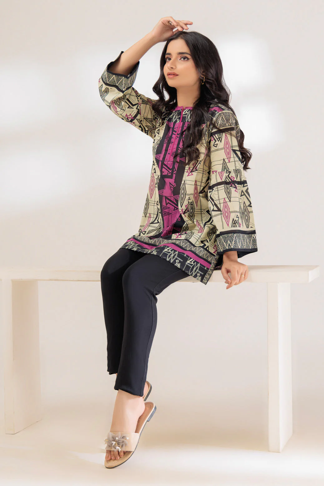 BEIGE-LAWN-1 PIECE (BRAK231P09) - Image 2