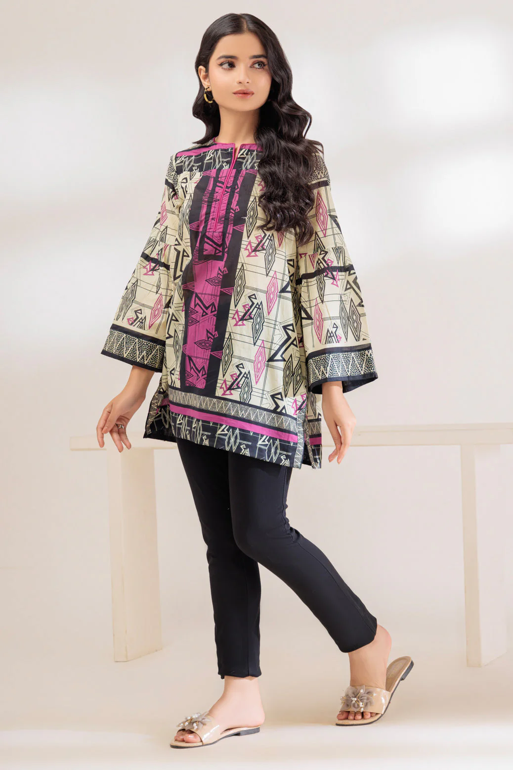 BEIGE-LAWN-1 PIECE (BRAK231P09) - Image 3