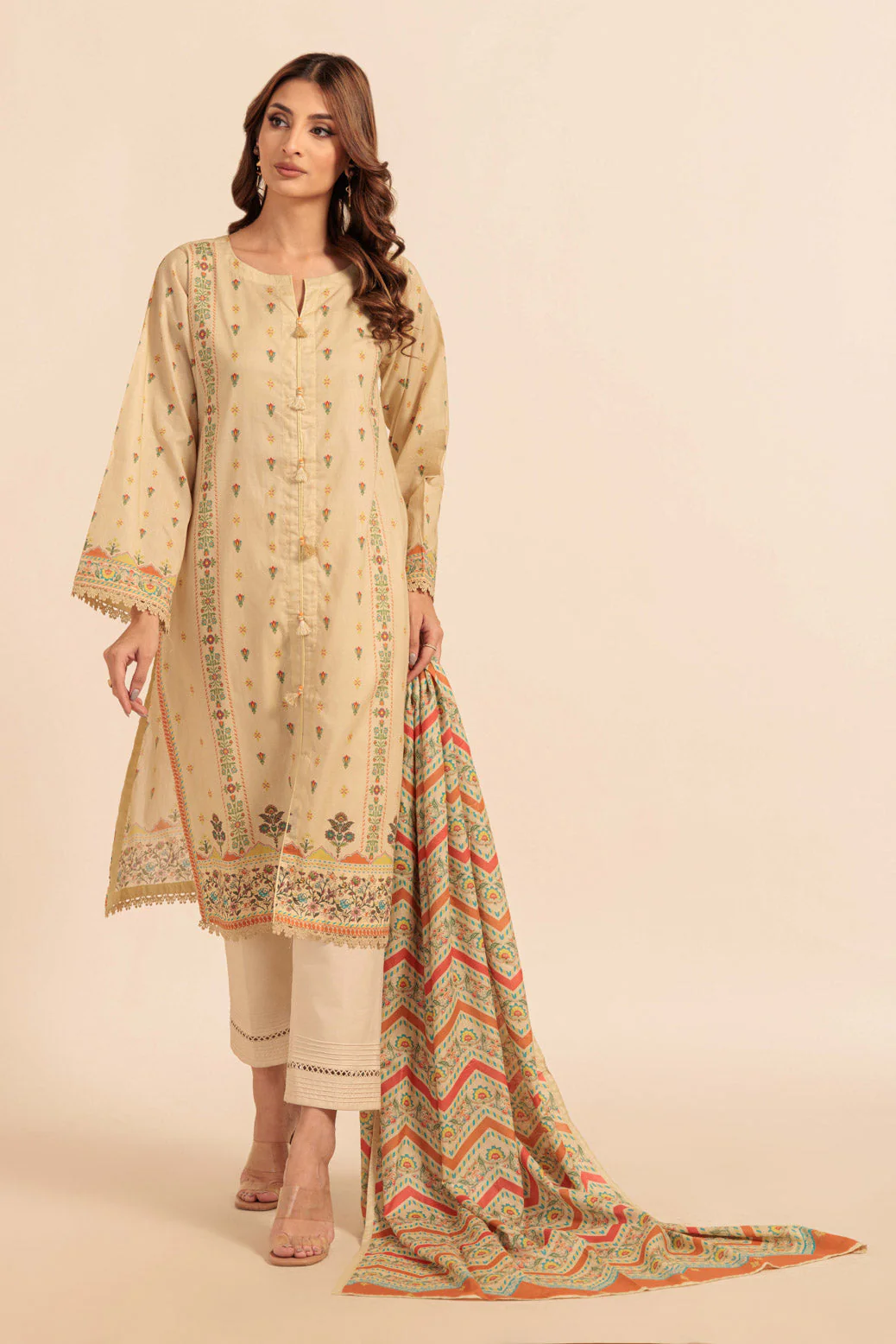 BEIGE-LAWN-2 PIECE (BS2242P06) - Image 3