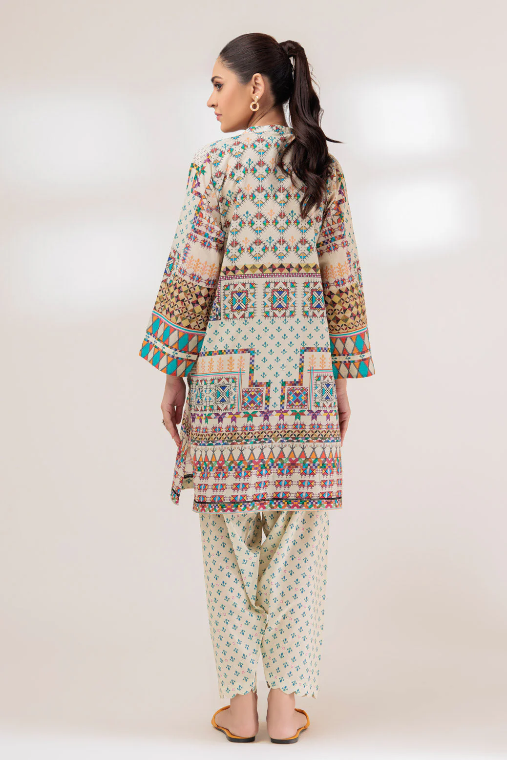 BEIGE-LAWN-2 PIECE (SAK232P07) - Image 3