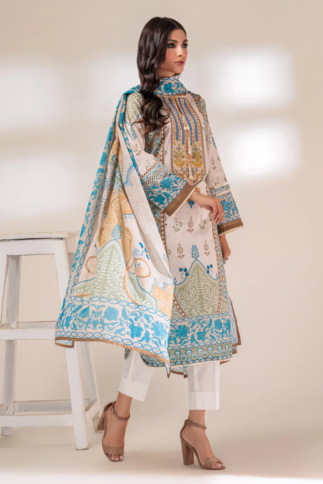 BEIGE-LAWN-2 PIECE (SSS232P12) - Image 2