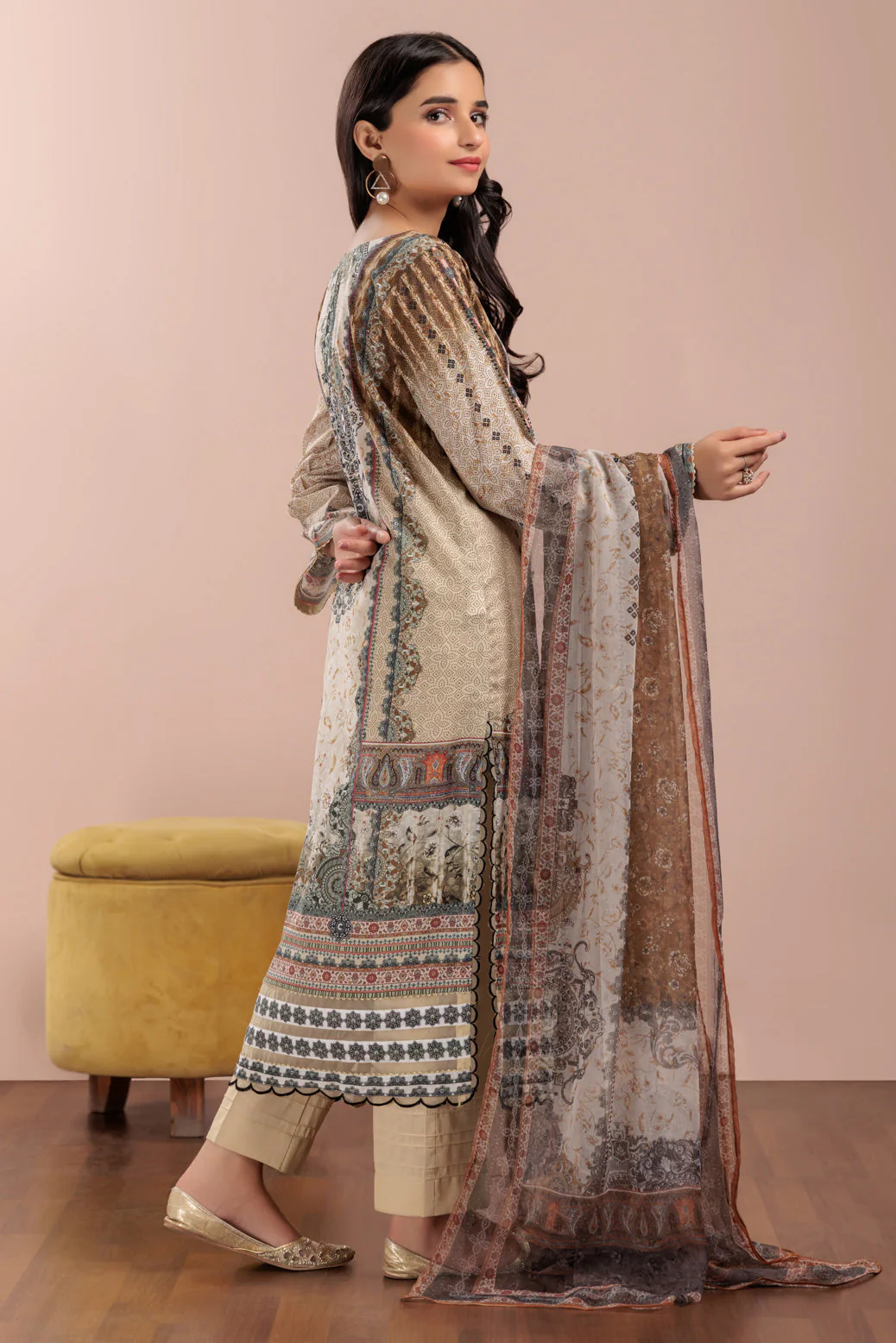 BEIGE-LAWN-3-PIECE (SSS233P19) - Image 3