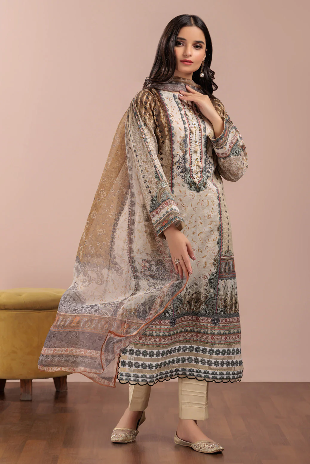 BEIGE-LAWN-3-PIECE (SSS233P19) - Image 4