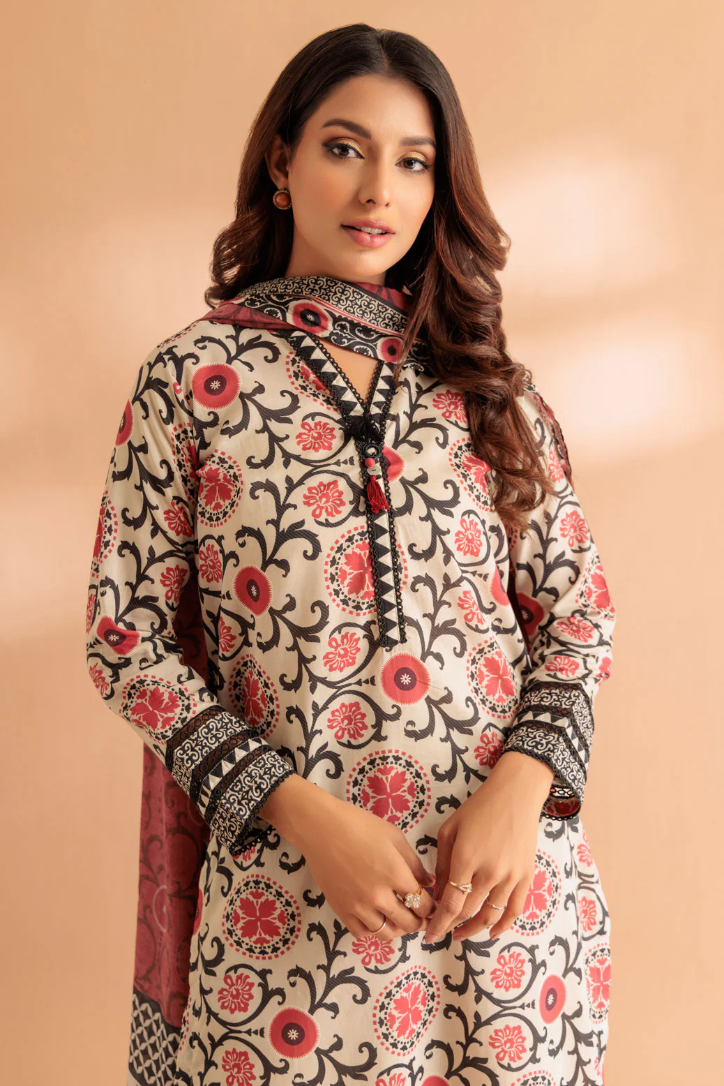 BEIGE-LAWN-3 PIECE (6S24B3P070) - Image 3