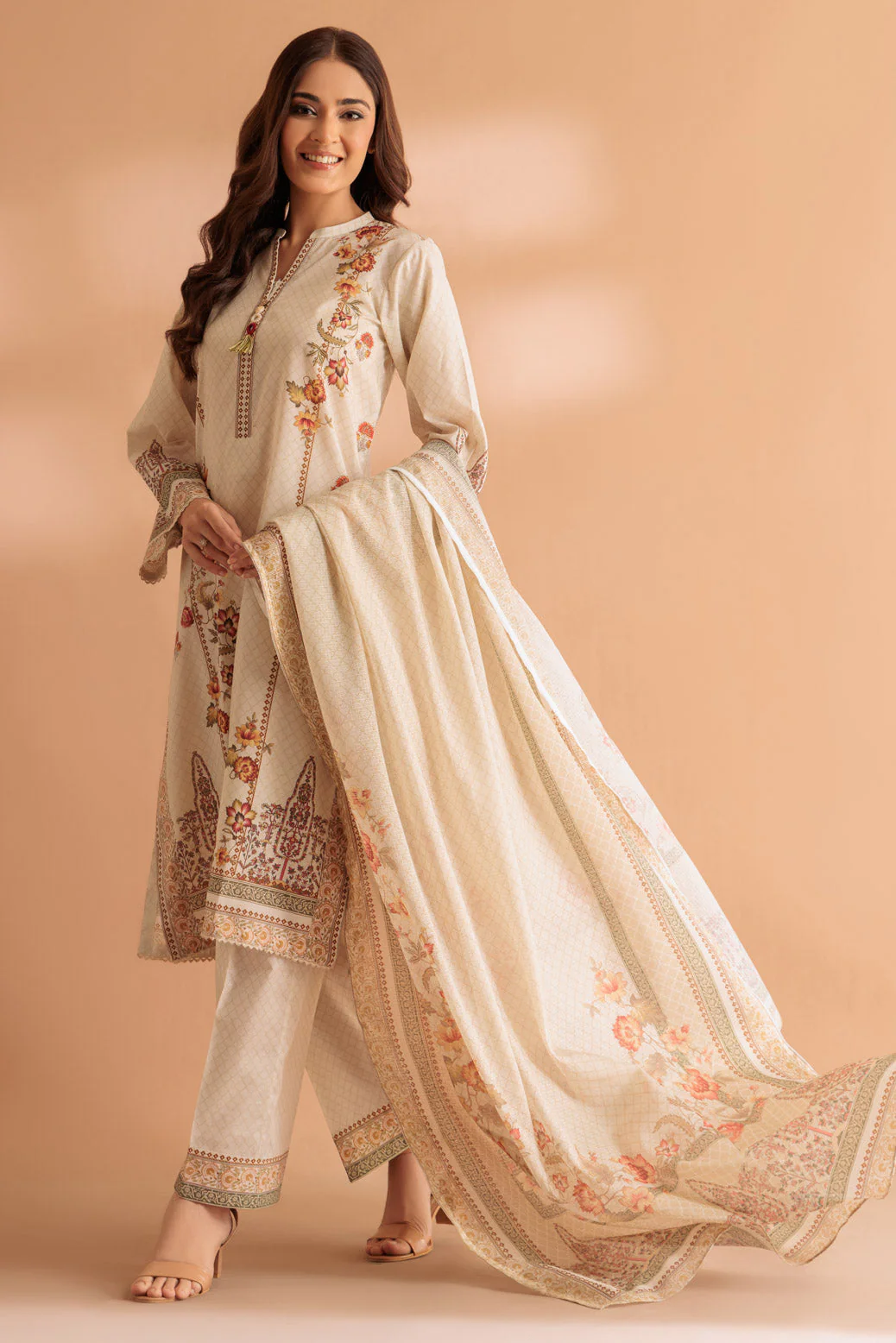 BEIGE-LAWN-3 PIECE (6S24B3P224) - Image 4