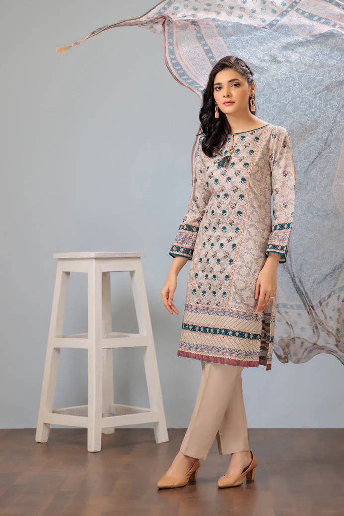 BEIGE-LAWN-3 PIECE (SAS233P22) - Image 2