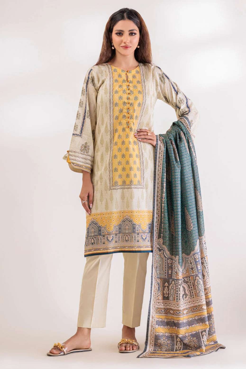 BEIGE-LAWN-3 PIECE (SS1243P07) - Image 5
