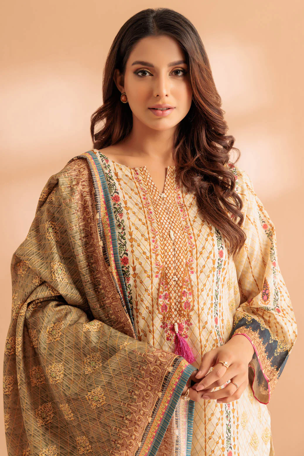 BEIGE-LAWN-3 PIECE (SS1243P08) - Image 4