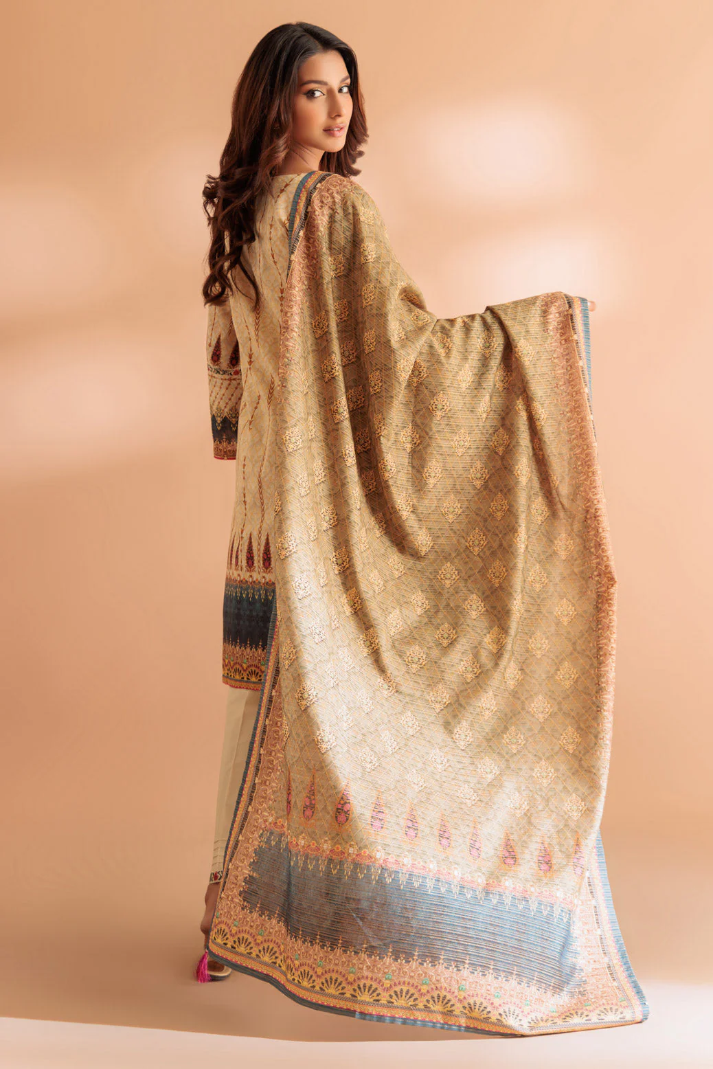 BEIGE-LAWN-3 PIECE (SS1243P08) - Image 5