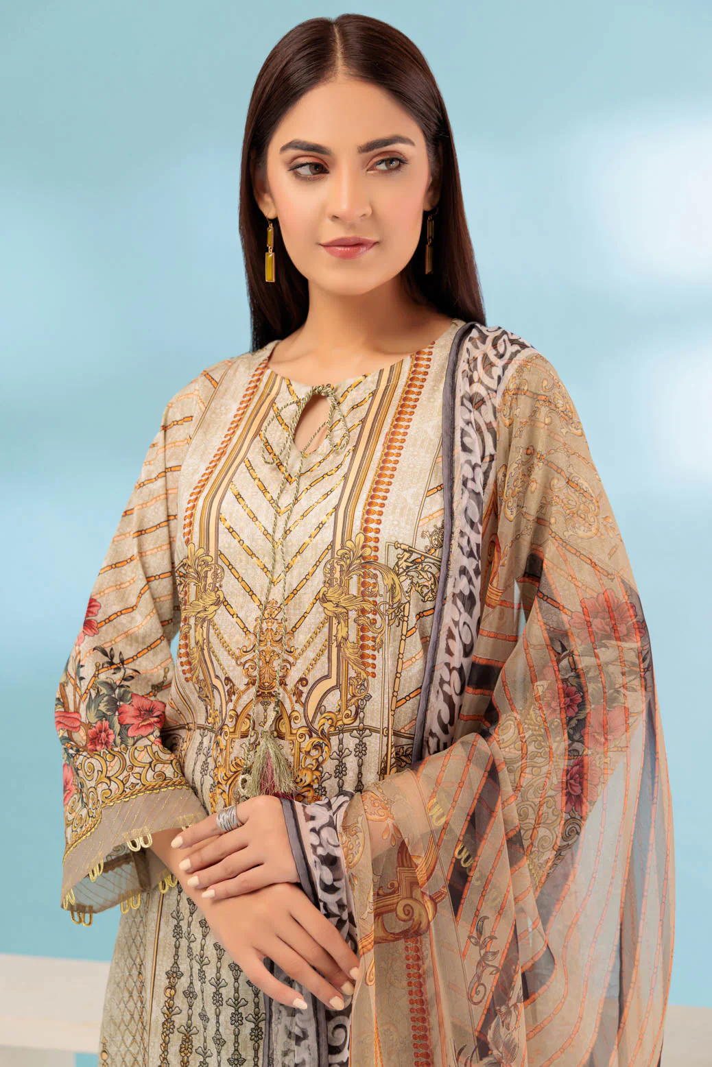 BEIGE-LAWN-3 PIECE (SSS233P116) - Image 2