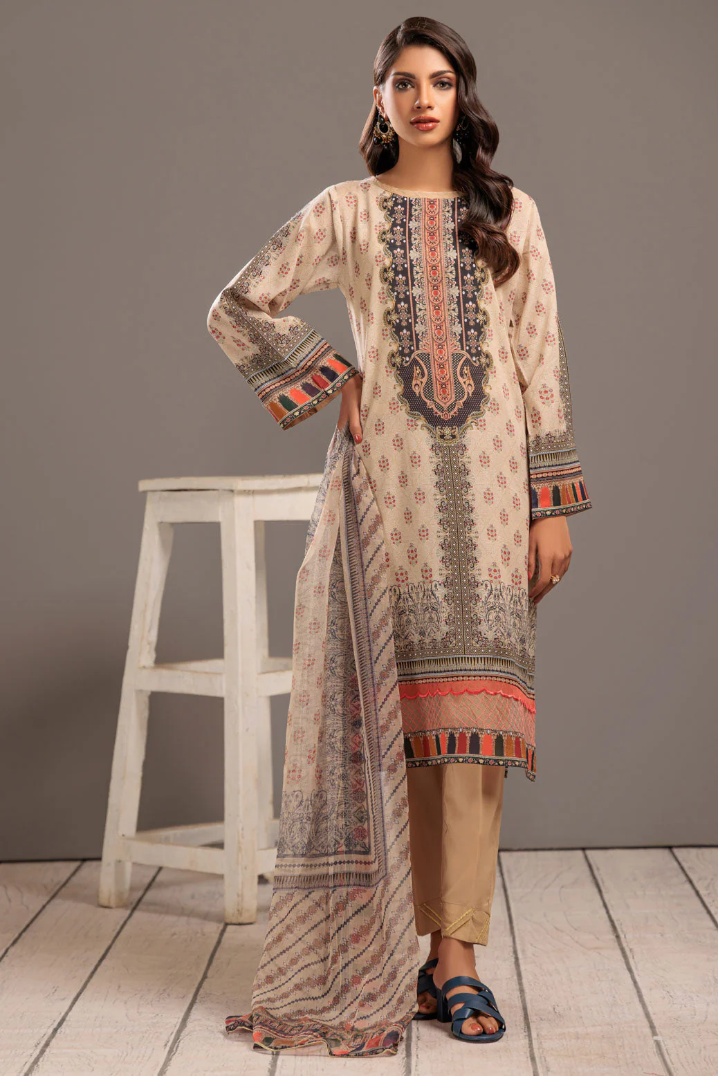 BEIGE-LAWN-3 PIECE (SSS233P17)