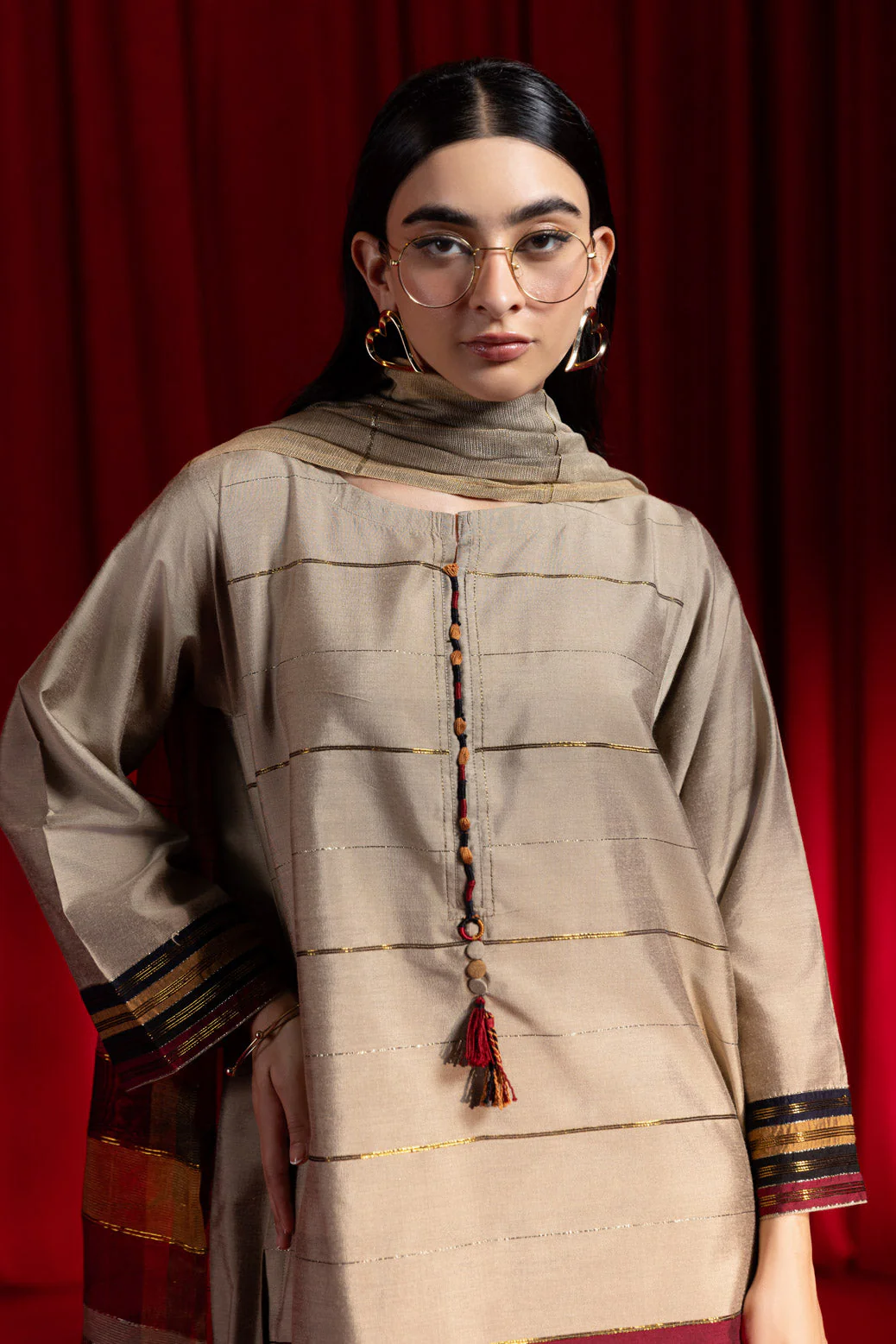 BEIGE-YARN DYED-3 PIECE (WS5243P10) - Image 2
