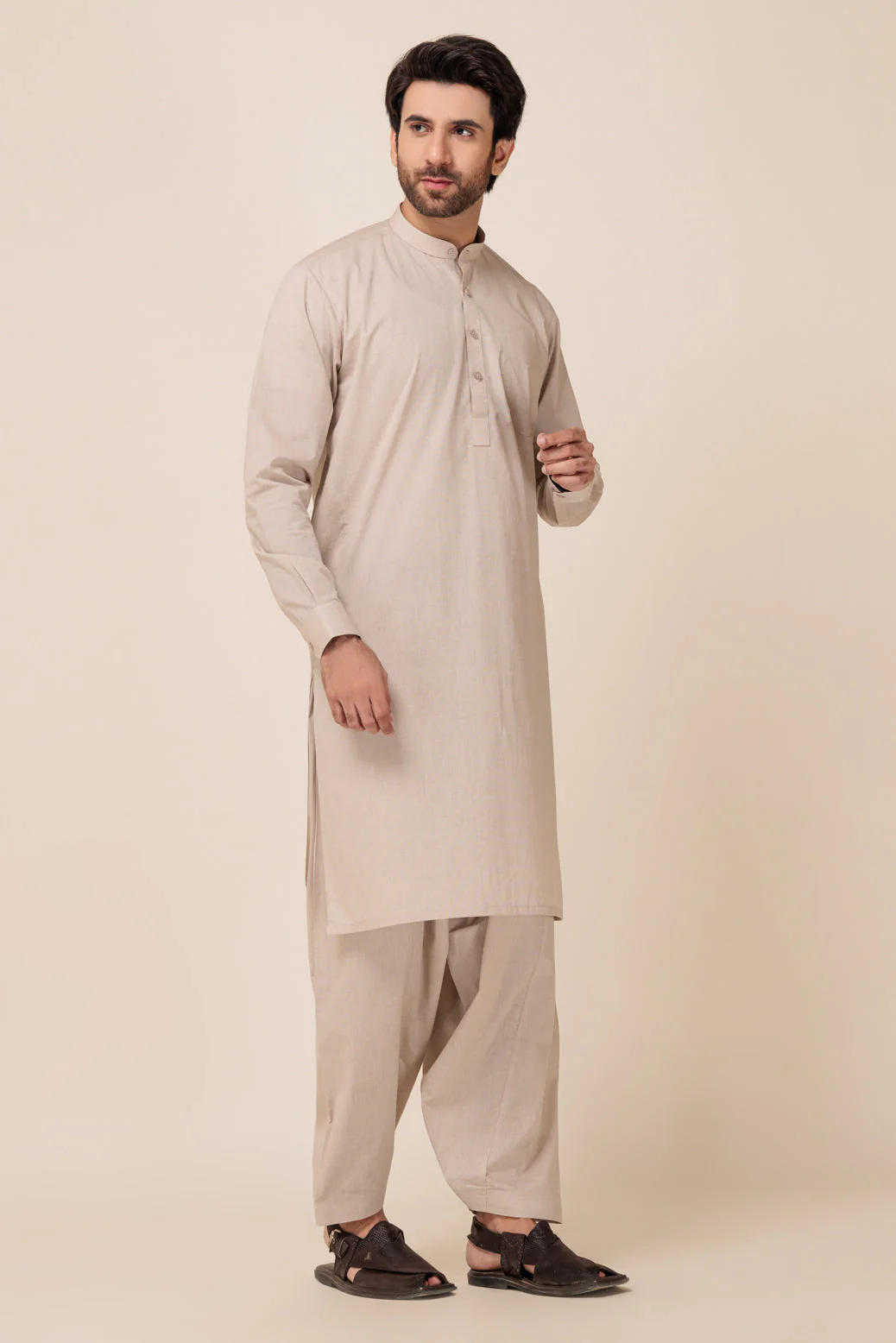 BEIGE-YARN DYED-SHALWAR SUIT - (GSBB23-004) - Image 2