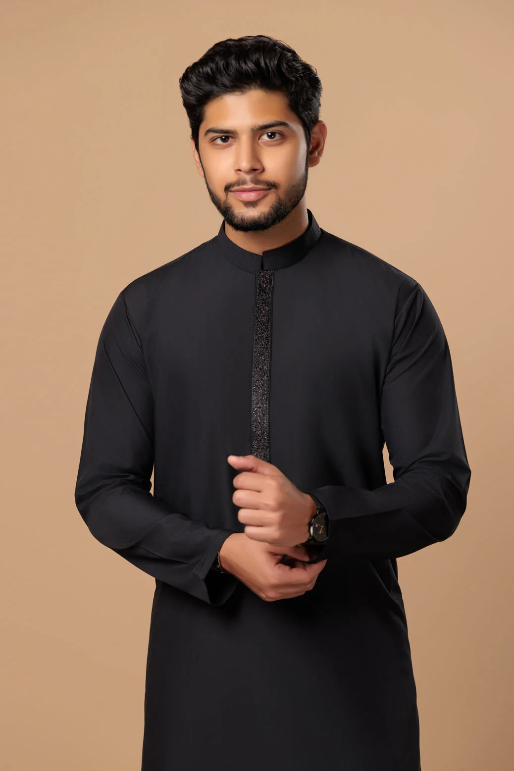 BLACK-BLENDED-KURTA PAJAMA TROUSER- (KSS23-045) - Image 2