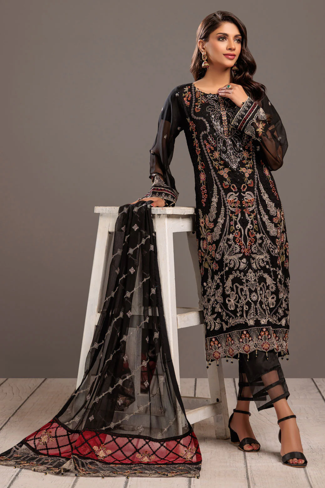 BLACK-CHIFFON-3 PIECE (MWF233P03) - Image 3