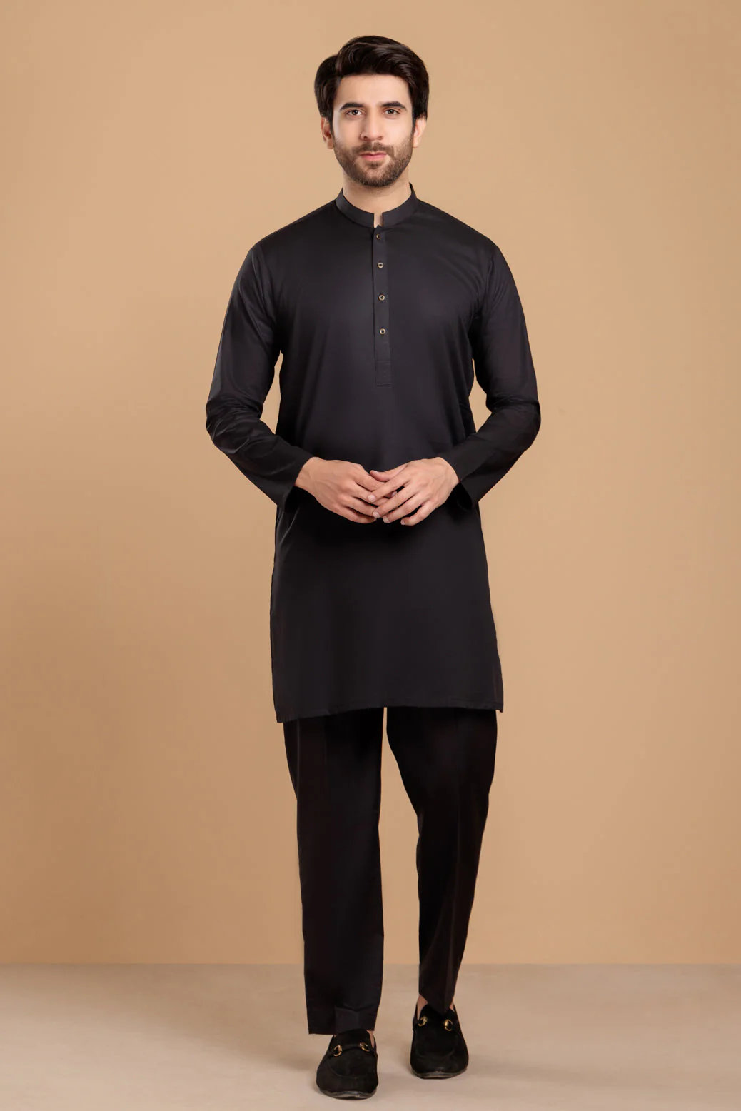 BLACK-COTTON-KURTA PAJAMA TROUSER- (KSS23-053) - Image 2