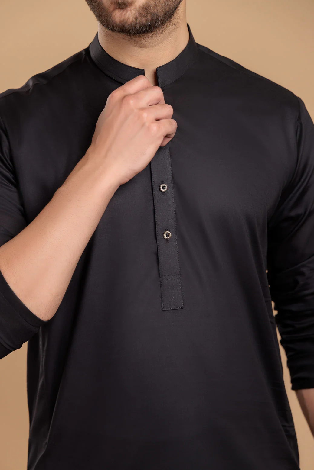 BLACK-COTTON-KURTA PAJAMA TROUSER- (KSS23-053) - Image 3